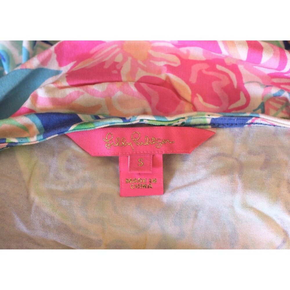 Lilly Pulitzer SMALL Jessi Midi Dress Peony For Your Thoughts Pink Blue Floral - Picture 4 of 4